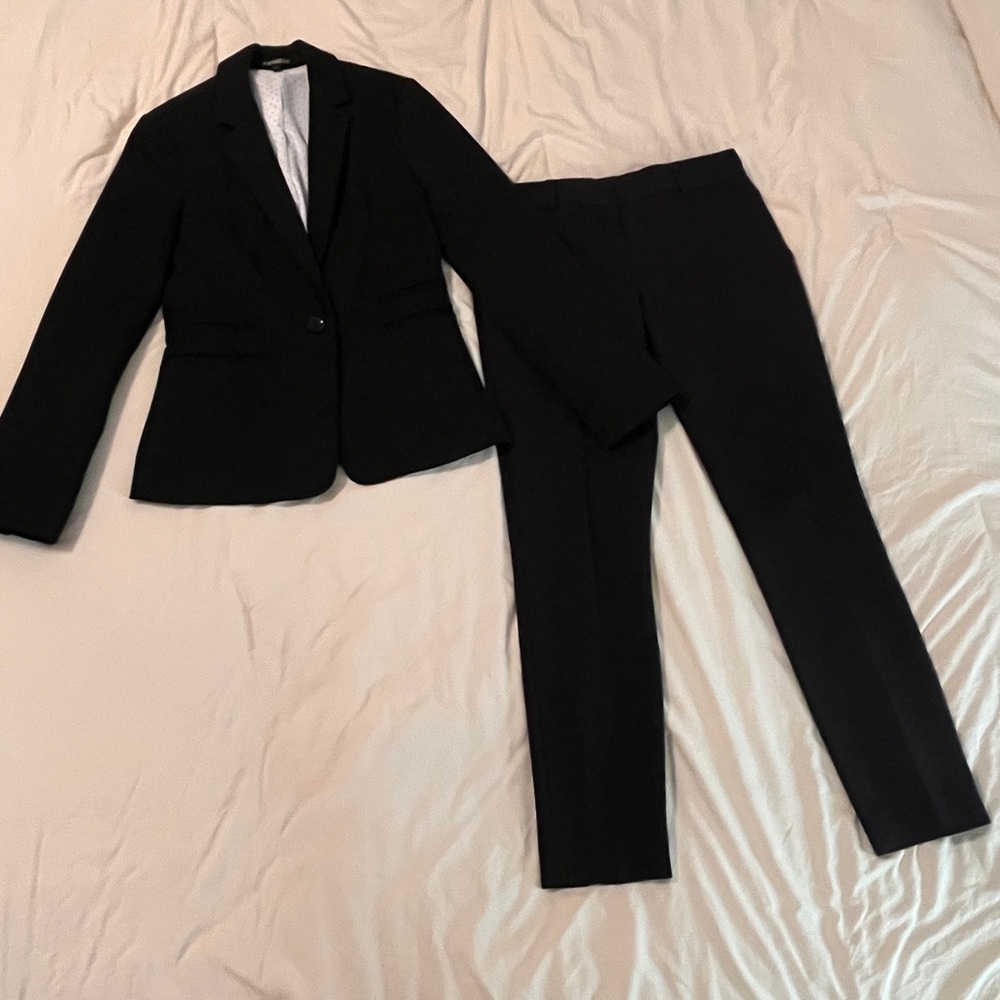 Express Black Blazer with Polka Dot Lining & Pant Suit
